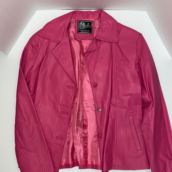 Jackets & Blazers - Pink button up leather jacket